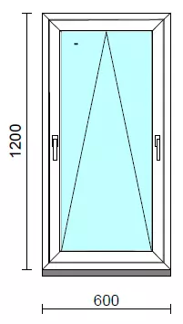 Kétkilincses bukó ablak.   60x120 cm (Rendelhető méretek: szélesség 55- 64 cm, magasság 115-124 cm.)   Green 76 profilból