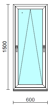 Kétkilincses bukó ablak.   60x150 cm (Rendelhető méretek: szélesség 55- 64 cm, magasság 145-154 cm.)   Green 76 profilból