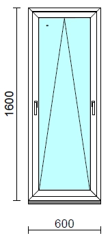 Kétkilincses bukó ablak.   60x160 cm (Rendelhető méretek: szélesség 55- 64 cm, magasság 155-164 cm.)   Green 76 profilból