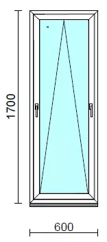 Kétkilincses bukó ablak.   60x170 cm (Rendelhető méretek: szélesség 55- 64 cm, magasság 165-174 cm.)   Green 76 profilból