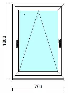 Kétkilincses bukó ablak.   70x100 cm (Rendelhető méretek: szélesség 65- 74 cm, magasság 95-104 cm.) Deluxe A85 profilból