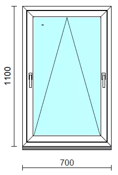 Kétkilincses bukó ablak.   70x110 cm (Rendelhető méretek: szélesség 65- 74 cm, magasság 105-114 cm.)  New Balance 85 profilból