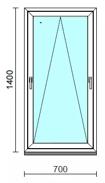 Kétkilincses bukó ablak.   70x140 cm (Rendelhető méretek: szélesség 65- 74 cm, magasság 135-144 cm.)   Green 76 profilból