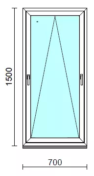 Kétkilincses bukó ablak.   70x150 cm (Rendelhető méretek: szélesség 65- 74 cm, magasság 145-154 cm.)  New Balance 85 profilból