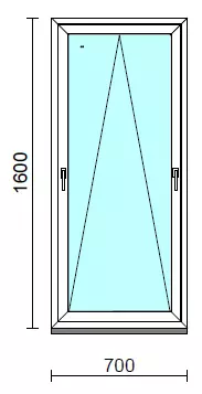 Kétkilincses bukó ablak.   70x160 cm (Rendelhető méretek: szélesség 65- 74 cm, magasság 155-164 cm.)  New Balance 85 profilból