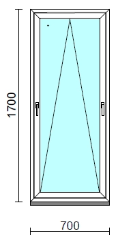 Kétkilincses bukó ablak.   70x170 cm (Rendelhető méretek: szélesség 65- 74 cm, magasság 165-174 cm.)   Green 76 profilból