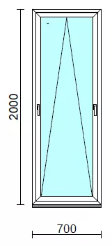 Kétkilincses bukó ablak.   70x200 cm (Rendelhető méretek: szélesség 65- 74 cm, magasság 195-200 cm.)   Green 76 profilból