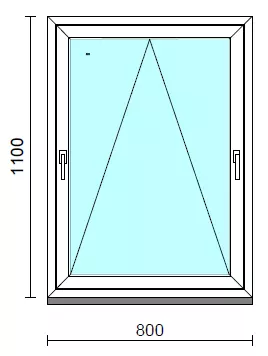Kétkilincses bukó ablak.   80x110 cm (Rendelhető méretek: szélesség 75- 84 cm, magasság 105-114 cm.) Deluxe A85 profilból