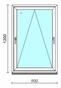 Kétkilincses bukó ablak.   80x120 cm (Rendelhető méretek: szélesség 75- 84 cm, magasság 115-124 cm.)   Green 76 profilból