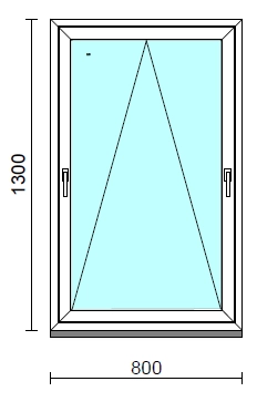 Kétkilincses bukó ablak.   80x130 cm (Rendelhető méretek: szélesség 75- 84 cm, magasság 125-134 cm.)  New Balance 85 profilból