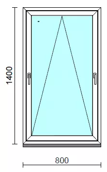 Kétkilincses bukó ablak.   80x140 cm (Rendelhető méretek: szélesség 75- 84 cm, magasság 135-144 cm.)   Green 76 profilból