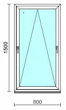 Kétkilincses bukó ablak.   80x150 cm (Rendelhető méretek: szélesség 75- 84 cm, magasság 145-154 cm.) Deluxe A85 profilból