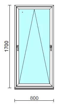 Kétkilincses bukó ablak.   80x170 cm (Rendelhető méretek: szélesség 75- 84 cm, magasság 165-174 cm.)  New Balance 85 profilból