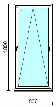 Kétkilincses bukó ablak.   80x180 cm (Rendelhető méretek: szélesség 75- 84 cm, magasság 175-184 cm.) Deluxe A85 profilból