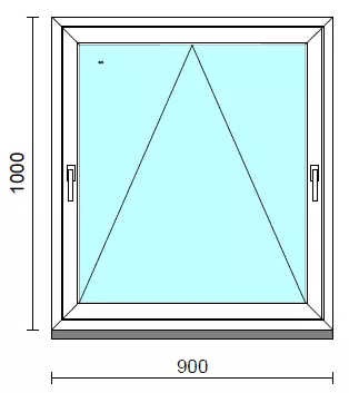 Kétkilincses bukó ablak.   90x100 cm (Rendelhető méretek: szélesség 85- 90 cm, magasság 95-104 cm.)   Green 76 profilból