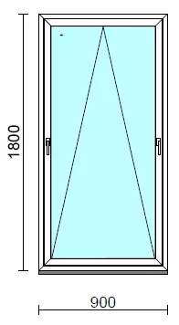 Kétkilincses bukó ablak.   90x180 cm (Rendelhető méretek: szélesség 85- 90 cm, magasság 175-184 cm.)   Green 76 profilból