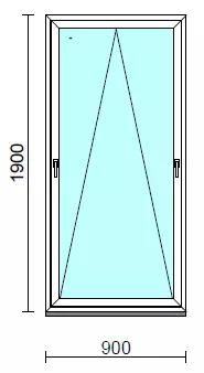 Kétkilincses bukó ablak.   90x190 cm (Rendelhető méretek: szélesség 85- 90 cm, magasság 185-194 cm.)  New Balance 85 profilból