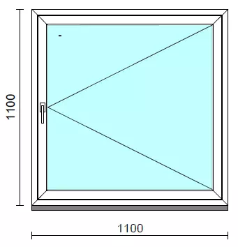 Nyíló ablak.  110x110 cm (Rendelhető méretek: szélesség 105-114 cm, magasság 105-114 cm.) Deluxe A85 profilból