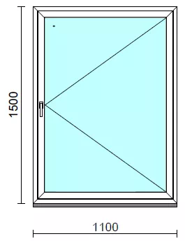 Nyíló ablak.  110x150 cm (Rendelhető méretek: szélesség 105-114 cm, magasság 145-154 cm.) Deluxe A85 profilból