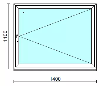 Nyíló ablak.  140x110 cm (Rendelhető méretek: szélesség 135-144 cm, magasság 105-114 cm.) Deluxe A85 profilból