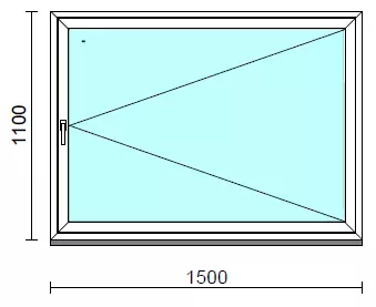 Nyíló ablak.  150x110 cm (Rendelhető méretek: szélesség 145-150 cm, magasság -114 cm.) Deluxe A85 profilból