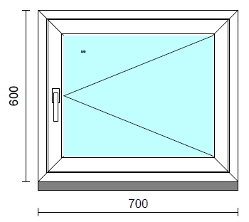 Nyíló ablak.   70x 60 cm (Rendelhető méretek: szélesség 65- 74 cm, magasság 55- 64 cm.) Deluxe A85 profilból