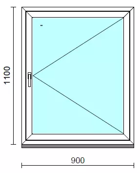 Nyíló ablak.   90x110 cm (Rendelhető méretek: szélesség 85- 94 cm, magasság 105-114 cm.)  New Balance 85 profilból