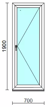 Nyíló erkélyajtó (befelé nyíló).   70x190 cm (Rendelhető méretek: szélesség 70-74 cm, magasság 185-194 cm.)  New Balance 85 profilból