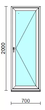 Nyíló erkélyajtó (befelé nyíló).   70x200 cm (Rendelhető méretek: szélesség 70-74 cm, magasság 195-204 cm.)  New Balance 85 profilból