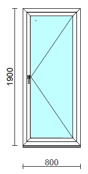 Nyíló erkélyajtó (befelé nyíló).   80x190 cm (Rendelhető méretek: szélesség 75-84 cm, magasság 185-194 cm.)  New Balance 85 profilból