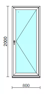 Nyíló erkélyajtó (befelé nyíló).   80x200 cm (Rendelhető méretek: szélesség 75-84 cm, magasság 195-204 cm.)  New Balance 85 profilból