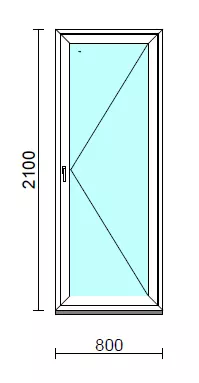 Nyíló erkélyajtó (befelé nyíló).   80x210 cm (Rendelhető méretek: szélesség 75-84 cm, magasság 205-214 cm.)  New Balance 85 profilból
