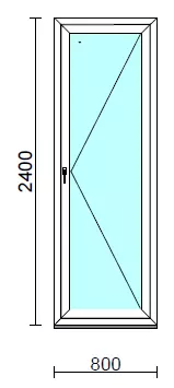 Nyíló erkélyajtó (befelé nyíló).   80x240 cm (Rendelhető méretek: szélesség 75-84 cm, magasság 235-240 cm.)  New Balance 85 profilból
