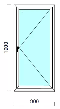 Nyíló erkélyajtó (befelé nyíló).   90x190 cm (Rendelhető méretek: szélesség 85-94 cm, magasság 185-194 cm.)  New Balance 85 profilból