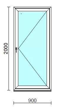 Nyíló erkélyajtó (befelé nyíló).   90x200 cm (Rendelhető méretek: szélesség 85-94 cm, magasság 195-204 cm.)  New Balance 85 profilból