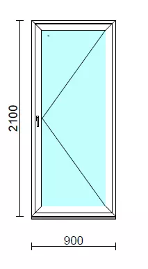 Nyíló erkélyajtó (befelé nyíló).   90x210 cm (Rendelhető méretek: szélesség 85-94 cm, magasság 205-214 cm.)  New Balance 85 profilból