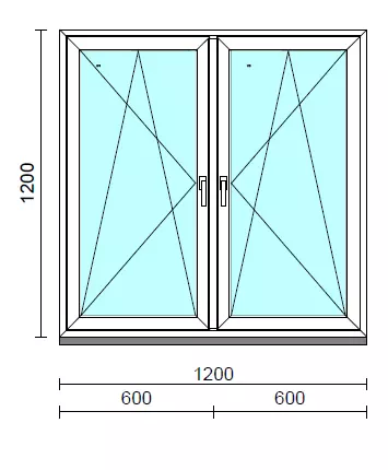TO Bny-Bny ablak.  120x120 cm (Rendelhető méretek: szélesség 120-124 cm, magasság 115-124 cm.)   Green 76 profilból