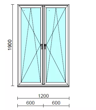 TO Bny-Bny ablak.  120x190 cm (Rendelhető méretek: szélesség 120-124 cm, magasság 185-190 cm.)   Green 76 profilból