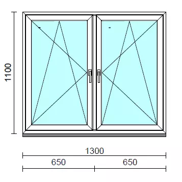 TO Bny-Bny ablak.  130x110 cm (Rendelhető méretek: szélesség 125-134 cm, magasság 105-114 cm.)   Green 76 profilból