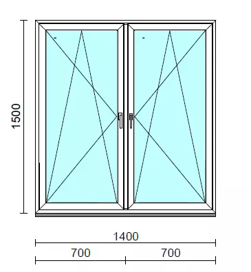 TO Bny-Bny ablak.  140x150 cm (Rendelhető méretek: szélesség 135-144 cm, magasság 145-154 cm.)   Green 76 profilból