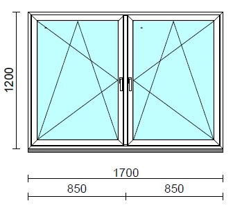 Tokosztott Bukó-nyíló/Bukó-nyíló ablak  170x120 cm  New Balance 85 profilból