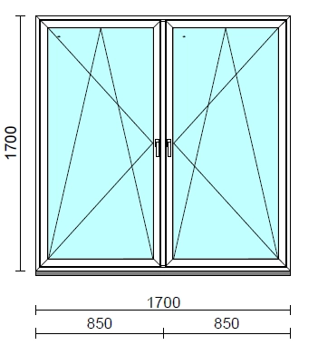 TO Bny-Bny ablak.  170x170 cm (Rendelhető méretek: szélesség 165-174 cm, magasság 165-174 cm.)   Green 76 profilból