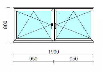 TO Bny-Bny ablak.  190x 80 cm (Rendelhető méretek: szélesség 185-194 cm, magasság 80-84 cm.)   Green 76 profilból
