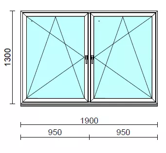 TO Bny-Bny ablak.  190x130 cm (Rendelhető méretek: szélesség 185-194 cm, magasság 125-134 cm.) Deluxe A85 profilból
