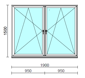 TO Bny-Bny ablak.  190x150 cm (Rendelhető méretek: szélesség 185-194 cm, magasság 145-154 cm.)   Green 76 profilból