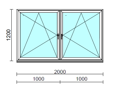 TO Bny-Bny ablak.  200x120 cm (Rendelhető méretek: szélesség 195-204 cm, magasság 115-124 cm.)   Green 76 profilból