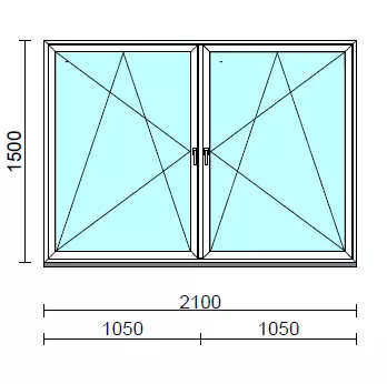 TO Bny-Bny ablak.  210x150 cm (Rendelhető méretek: szélesség 205-214 cm, magasság 145-154 cm.) Deluxe A85 profilból