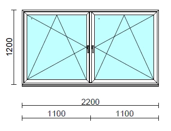 Tokosztott Bukó-nyíló/Bukó-nyíló ablak  220x120 cm  New Balance 85 profilból