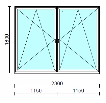 TO Bny-Bny ablak.  230x180 cm (Rendelhető méretek: szélesség 225-234 cm, magasság 175-180 cm.)   Green 76 profilból