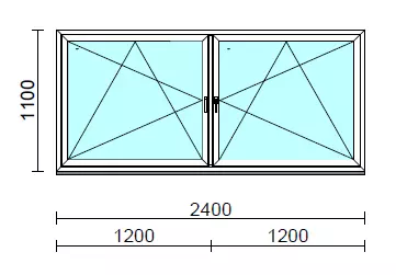 TO Bny-Bny ablak.  240x110 cm (Rendelhető méretek: szélesség 235-240 cm, magasság 105-114 cm.)   Green 76 profilból